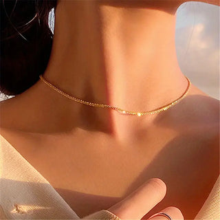 18K Gold-Plated Minimalist Thin Chain Necklace