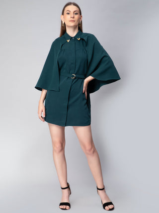 Cape Mini Dress With Belt-W