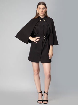 Cape Mini Dress with Belt