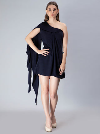 One Shoulder Draped Mini Dress