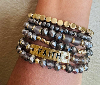 Grey and Gold Faith Bracelet-W