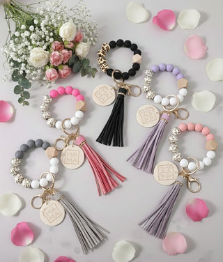 "Mama" Beaded Keychains Set of 5-W