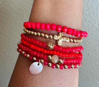 Red and Gold Faith Bracelet-W