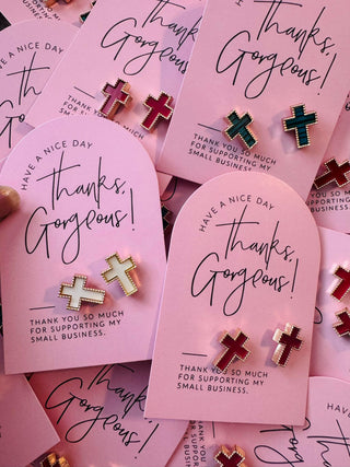 Assorted Holiday Cross Studs-W