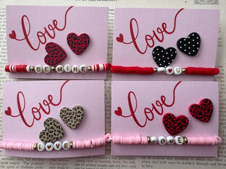Animal Print Heart with Valentine Bracelet Set-W