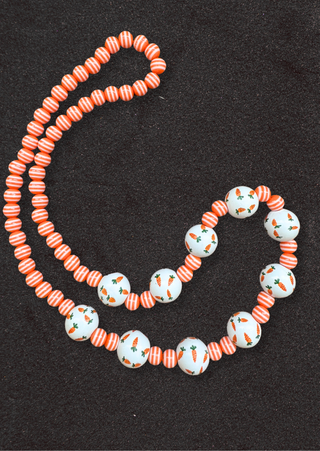 Easter Wooden Carrot Print Stretch Necklace-W