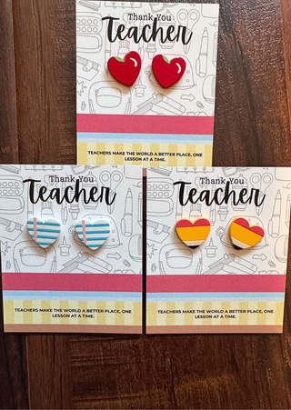 Teacher's day-Mix-Style Matte Finish Studs With Card (RTS)-W