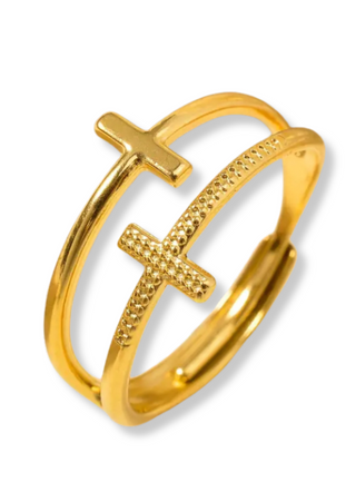 PREORDER-Unisex Golden Cross Adjustable Ring(TAT 13-15 Days)-W