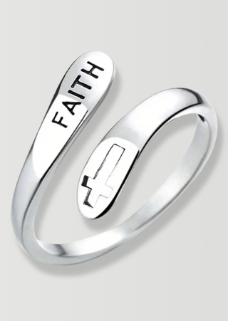 PREORDER- Silver Adjustable Faith Cross Ring(TAT-13-15Days)-W