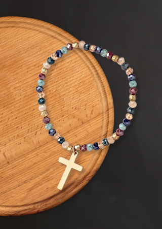 Cross Glass Beads Bracelet-W