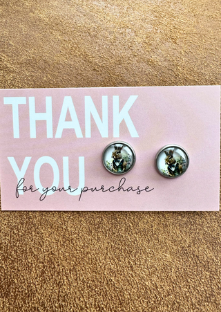 Retro Bunny Studs with Thank Card-W (RTS)