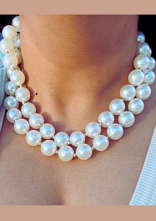 Double Layered Pearl Necklace with Detachable Heart Pendant-W