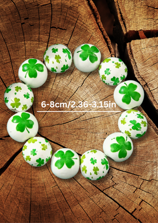 St. Patrick's Wooden Clover Elastic Bracelet-W