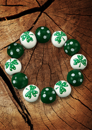 St. Patrick's Wooden Lucky Clover Stretchy Bracelet-W