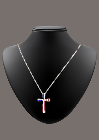 Stars & Stripes Cross Pendant (RTS)-W