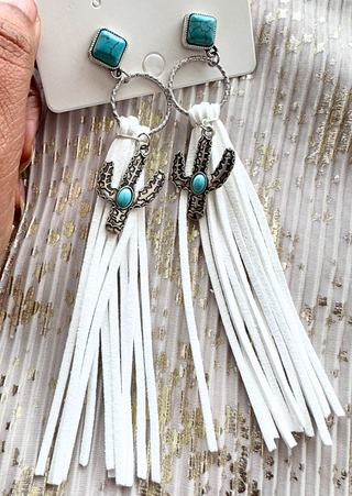 Cactus Tassel Dangle Earrings-W