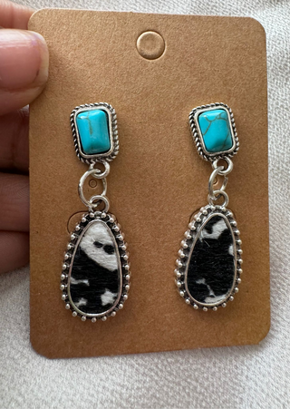 Western Cow Print Drop Earring