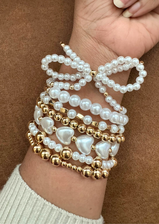 Stack of 7 Pearl Bow Bracelet