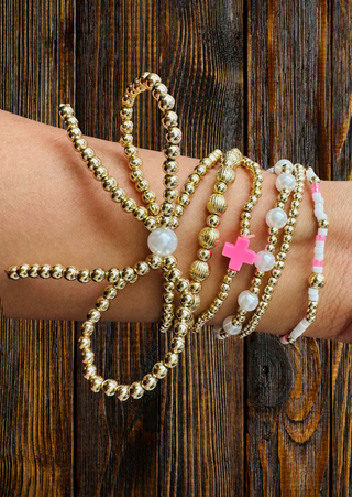 Bow Stack Of 6 With Cross Bracelet