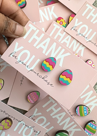 Easter Egg mix wooden Studs with Thank Card-W