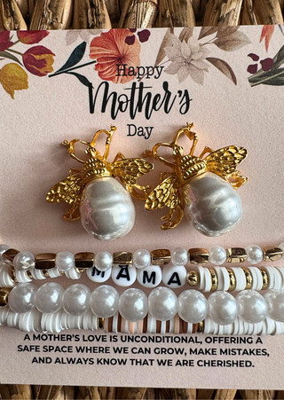 Set of Mama Bee Stud & Beads Multi-Layered Bracelet