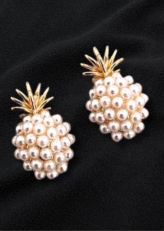 Golden Pineapple Pearl Studs-W