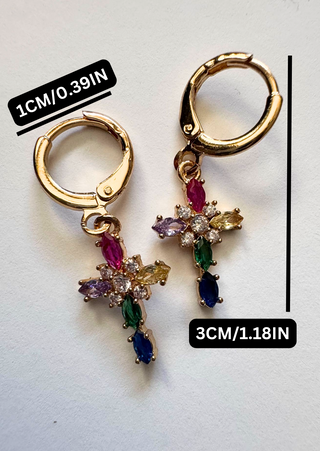 Multi-Colored Cross Hoop Earring (RTS)-W