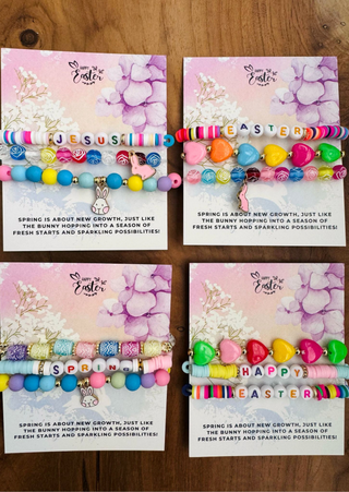 Easter Bracelets with Card Assorted Styles-W