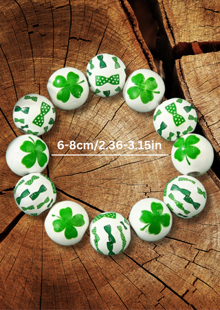 St. Patrick's Wooden Clover Stretchy Bracelet-W