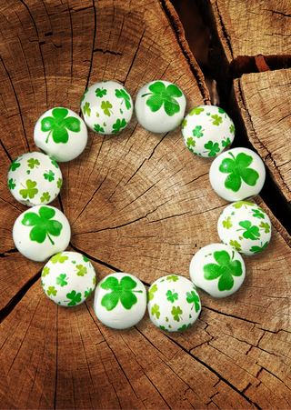 St. Patrick's Wooden Clover Stretchy Bracelet-W