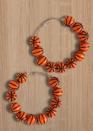 Hoops & Home Runs Earrings(Orange)-W