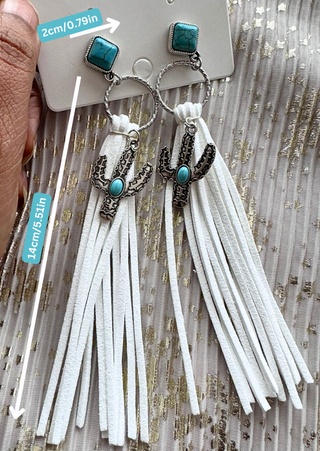 Cactus Tassel Dangle Earrings (RTS)-W