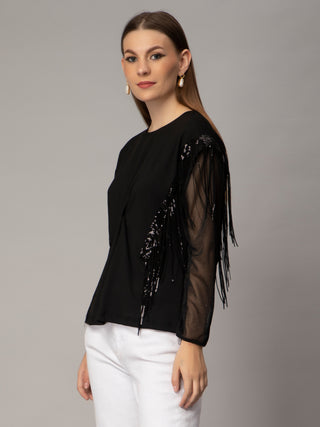 Rockstar Twist Knot Fringe Top