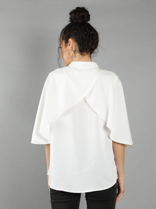 Collar Clip Cape Blouse-W