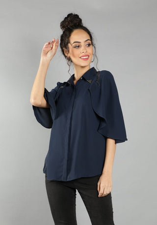 Collar Clip Cape Blouse