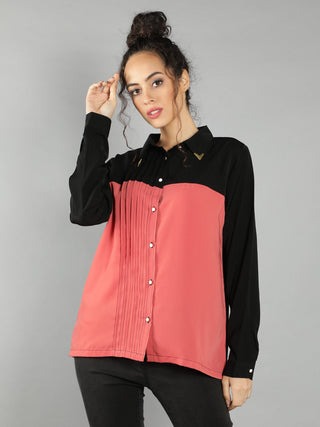 Pin Tucks Vintage Collar Shirt