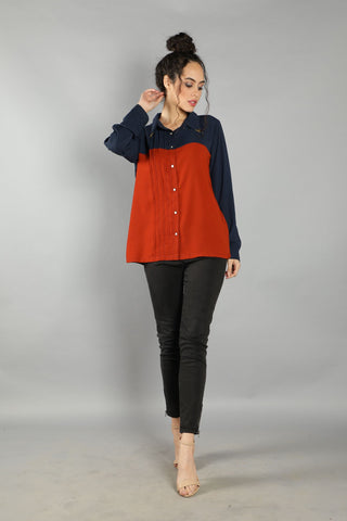 Pin Tucks Vintage Collar Shirt