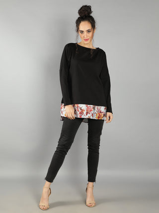 Side Slit Printed Tunic Top-W