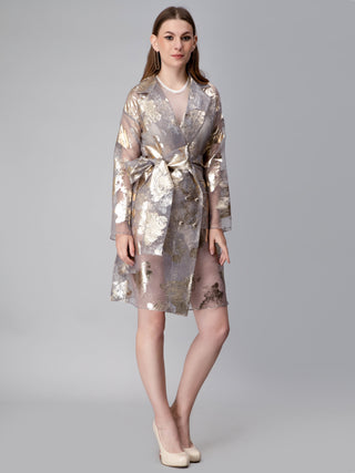 Gold Foil Print Organza jackets