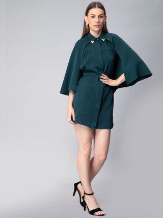 Cape Mini Dress with Belt-W