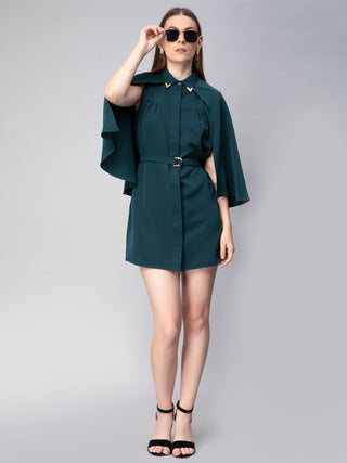 Cape Mini Dress With Belt-W