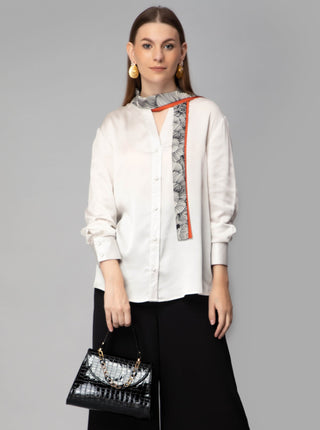 Neck Tie Silk Shirt