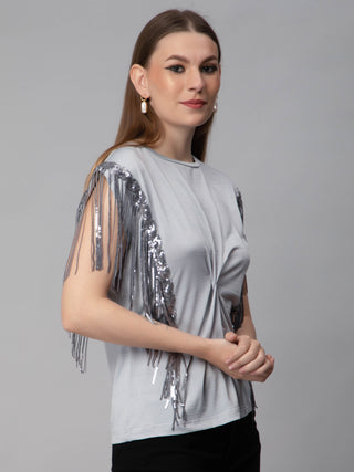 Twist Front Fringe Top