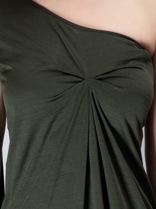 One Shoulder Draped Mini Dress