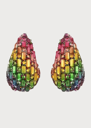 Multi-Colored Zircon Raindrop Stud Earring