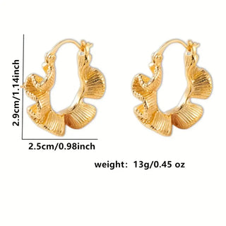 14K Gold Plated Floral Hoop Earring