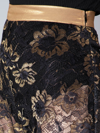 French gold Jaquard lace Pants