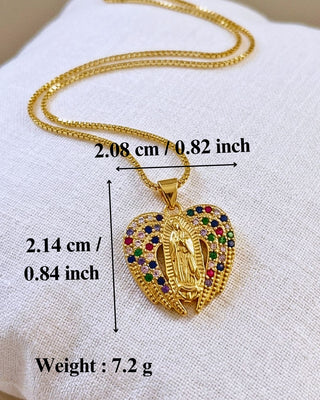 Faith 18K Gold Virgin Mary Colorful Zirconia Chain Necklace-W