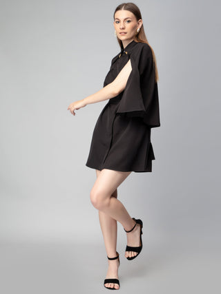 Cape Mini Dress with Belt-W