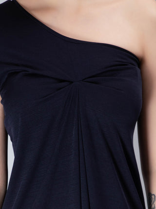 One Shoulder Draped Mini Dress